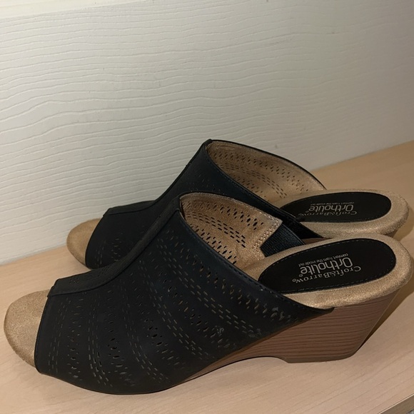 Croft & Barrow Ortholite Black Wedge Slide Sandals - Picture 9 of 15